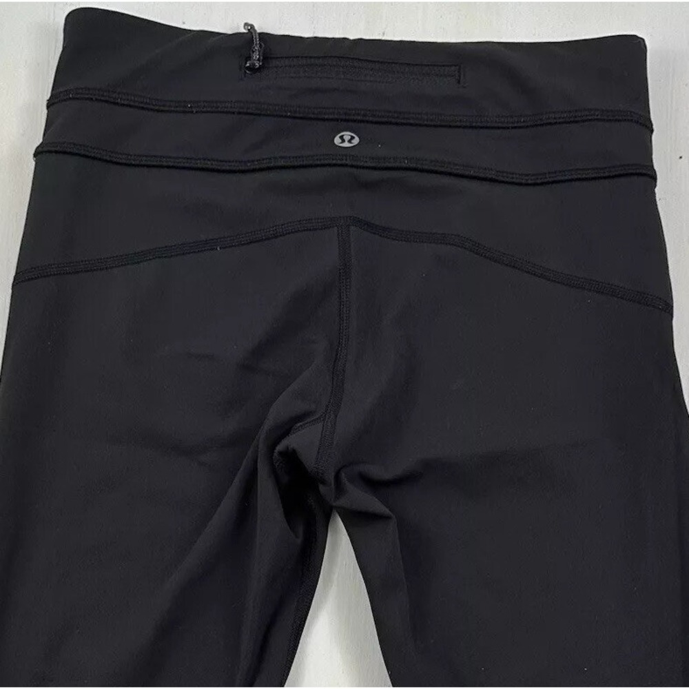 Lululemon Final Lap Crop Leggings Women 4 Black Nulux Pants Zip Back Pocket